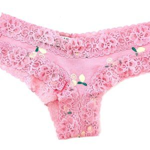 VICTORIA'S SECRET The Lacie Floral Lace Cheeky Panty Pink Lemon Size XS